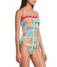 Gibson & Latimer Capri Isle Ric Rac Detail Bandeau One Piece Swimsuit