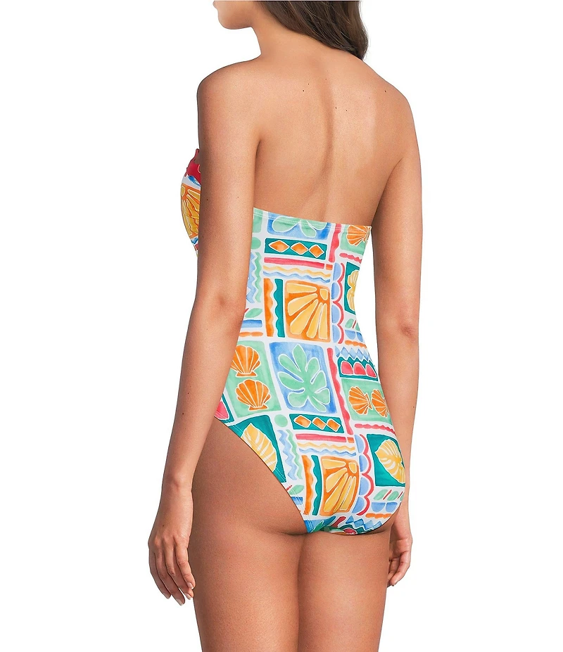 Gibson & Latimer Capri Isle Ric Rac Detail Bandeau One Piece Swimsuit