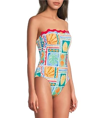 Gibson & Latimer Capri Isle Ric Rac Detail Bandeau One Piece Swimsuit