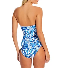 Gibson & Latimer Casablanca Whipstitch Detail Bandeau One Piece Swimsuit