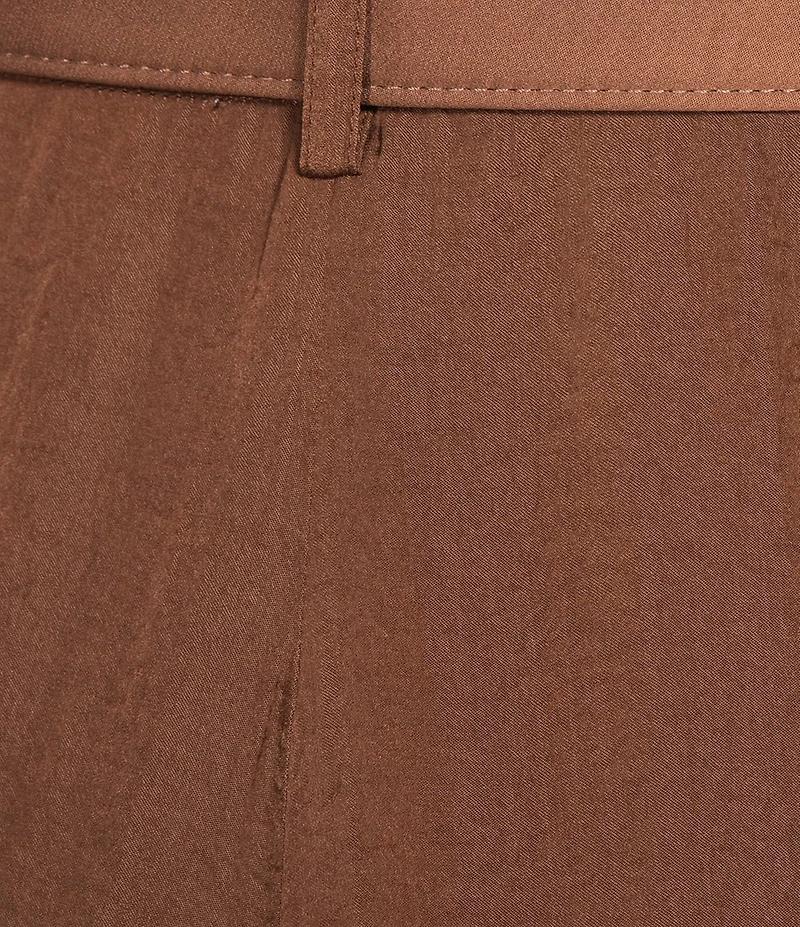 Gibson & Latimer Coordinating Woven Moonshadow Satin High Rise Belted Pleated Wide Leg Pants