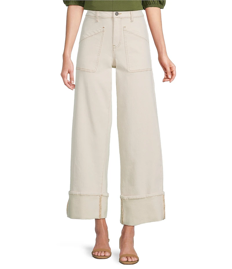 Gibson & Latimer Denim High Rise Pocket Front Wide Cuffed Ankle Length Jeans