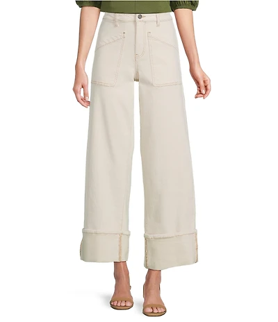Gibson & Latimer Denim High Rise Pocket Front Wide Cuffed Ankle Length Jeans