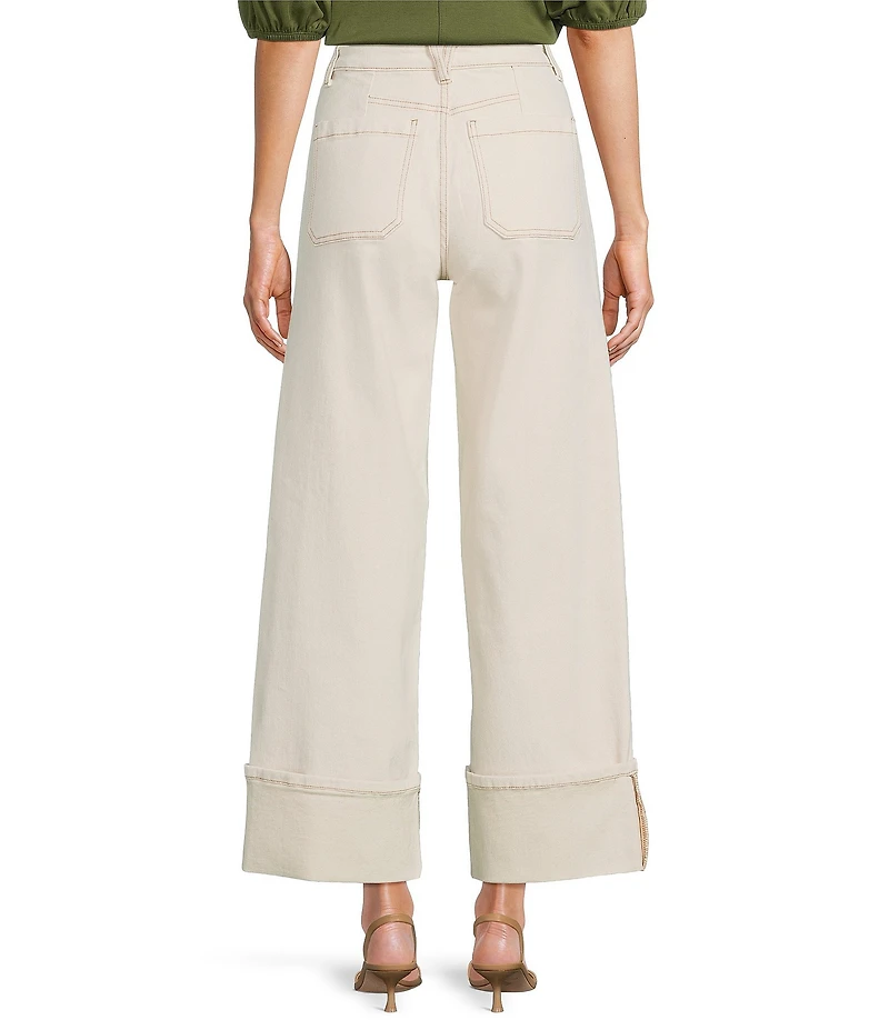 Gibson & Latimer Denim High Rise Pocket Front Wide Cuffed Ankle Length Jeans