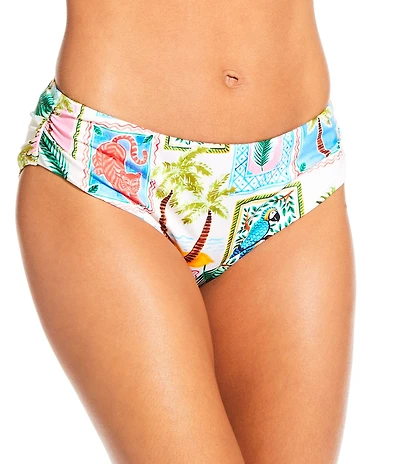 Gibson & Latimer Destination Vacation Side Shirred Mid Rise Swim Bottom