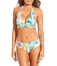 Gibson & Latimer Destination Vacation Side Shirred Mid Rise Swim Bottom