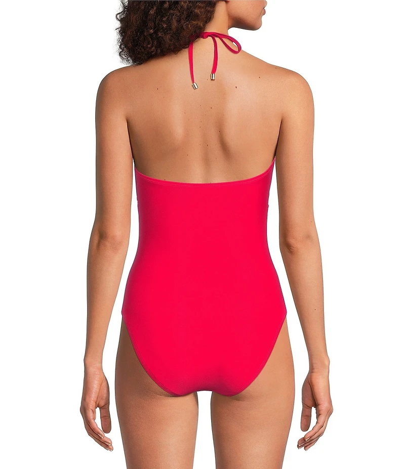 Gibson & Latimer Energy Circles High Neck Halter One Piece Swimsuit