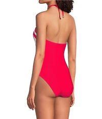 Gibson & Latimer Energy Circles High Neck Halter One Piece Swimsuit