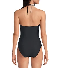 Gibson & Latimer Energy Circles High Neck Halter One Piece Swimsuit