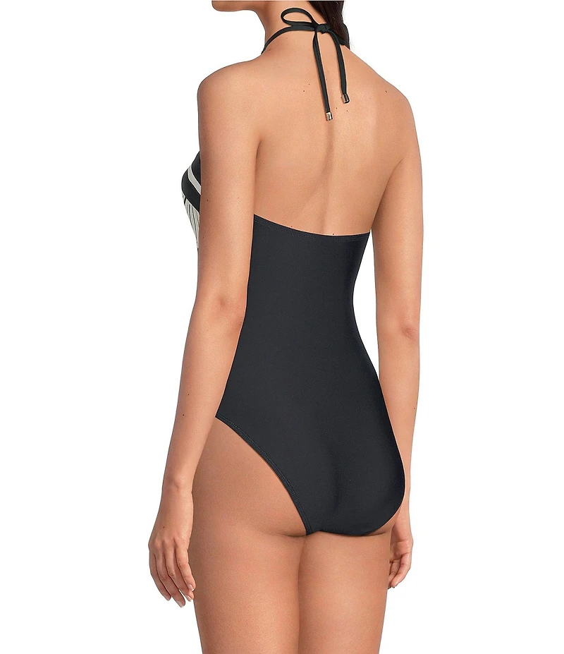 Gibson & Latimer Energy Circles High Neck Halter One Piece Swimsuit