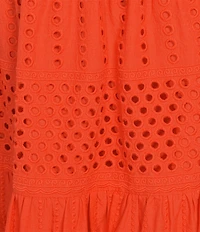 Gibson & Latimer Eyelet Woven Mid Rise Drop Waist A-Line Flounce Midi Coordinating Skirt