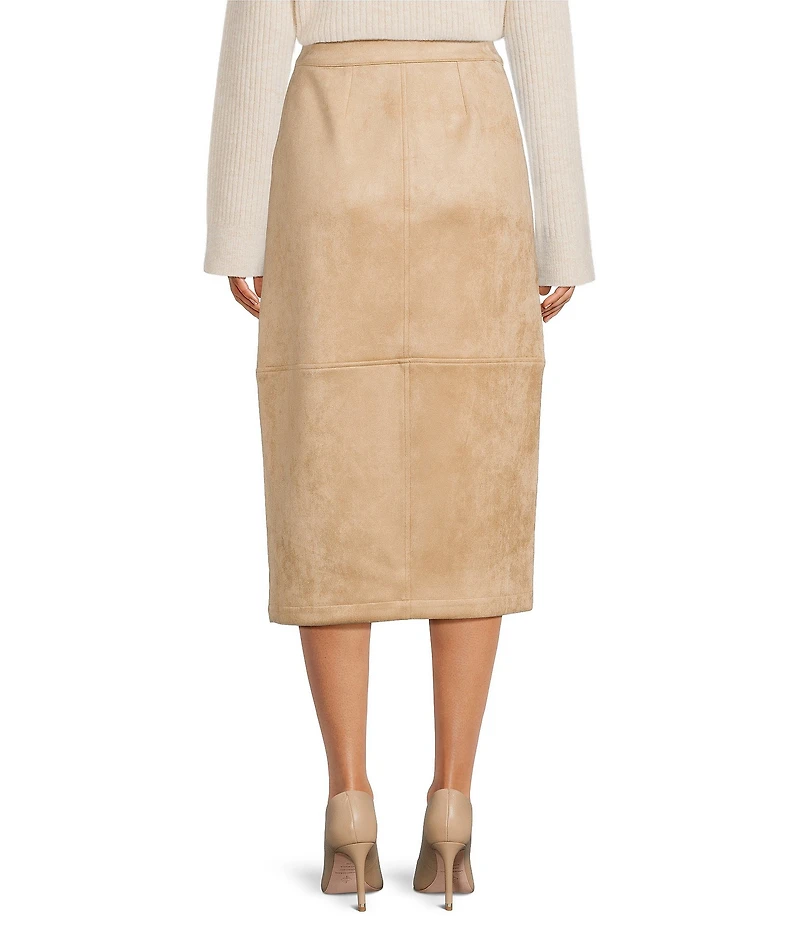 Gibson & Latimer Faux Suede Belted High Rise Wrap Pencil Cargo Midi Skirt