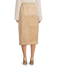 Gibson & Latimer Faux Suede Belted High Rise Wrap Pencil Cargo Midi Skirt