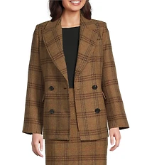 Gibson & Latimer Glen Plaid Woven Wool Blend Notch Lapel Long Sleeve Double Breasted Coordinating Blazer