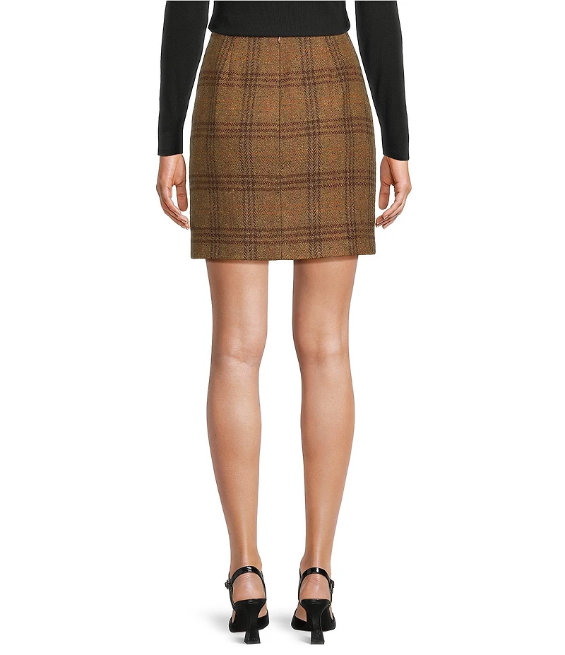 Gibson & Latimer Glen Plaid Woven Wool Mid Rise Pencil Coordinating Mini Skirt
