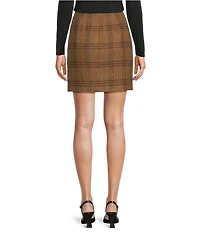 Gibson & Latimer Glen Plaid Woven Wool Mid Rise Pencil Coordinating Mini Skirt