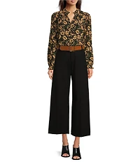 Gibson & Latimer High Rise Wide Leg Front Pocket Belted Ponte Pants