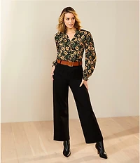Gibson & Latimer High Rise Wide Leg Front Pocket Belted Ponte Pants