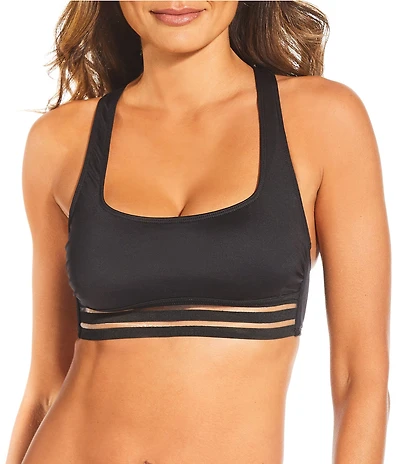 Gibson & Latimer Illusion Solid Banded Square Neck Swim Top