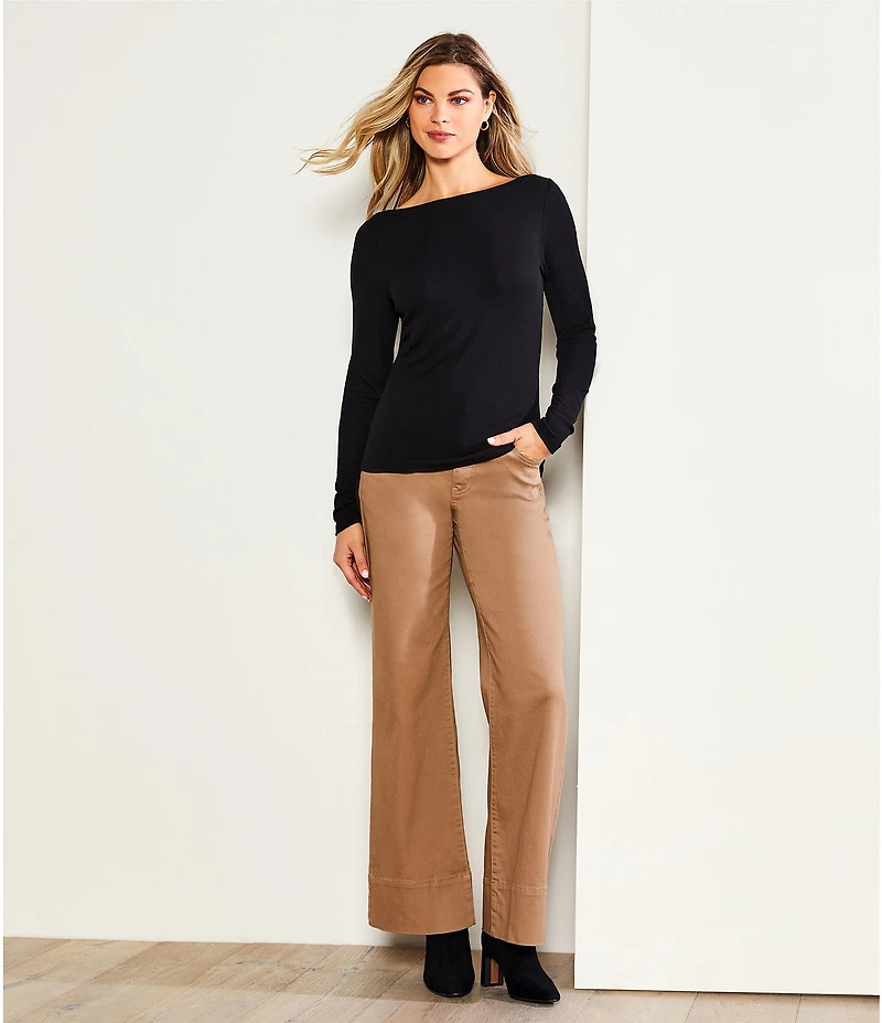 Gibson & Latimer Knit Boat Neck Long Sleeve Tee Shirt