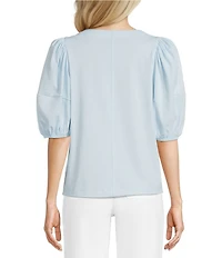 Gibson & Latimer Knit Crew Neck 3/4 Puff Sleeve Tee Shirt