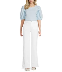 Gibson & Latimer Knit Crew Neck 3/4 Puff Sleeve Tee Shirt