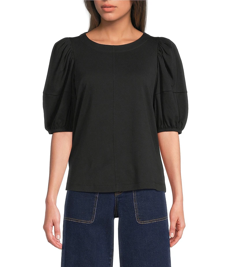 Gibson & Latimer Knit Crew Neck 3/4 Puff Sleeve Tee Shirt