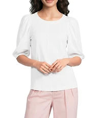 Gibson & Latimer Knit Crew Neck 3/4 Puff Sleeve Tee Shirt