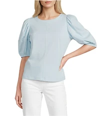 Gibson & Latimer Knit Crew Neck 3/4 Puff Sleeve Tee Shirt