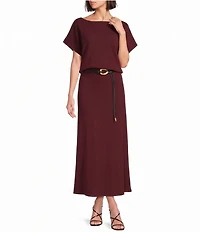 Gibson & Latimer Knit Fit and Flare Off The Shoulder Cap Sleeve Dress