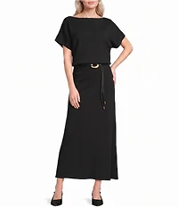 Gibson & Latimer Knit Fit and Flare Off The Shoulder Cap Sleeve Dress