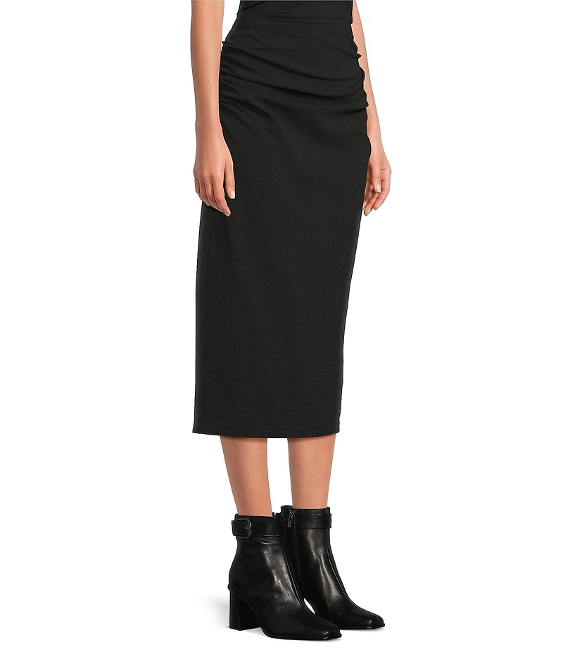 Gibson & Latimer Knit Mid Rise Ruched Pencil Midi Skirt