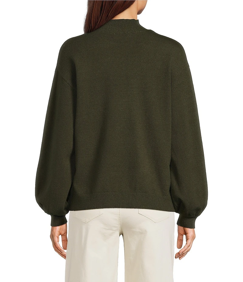 Gibson & Latimer Knit Mock Neck Long Puff Sleeve Sweater