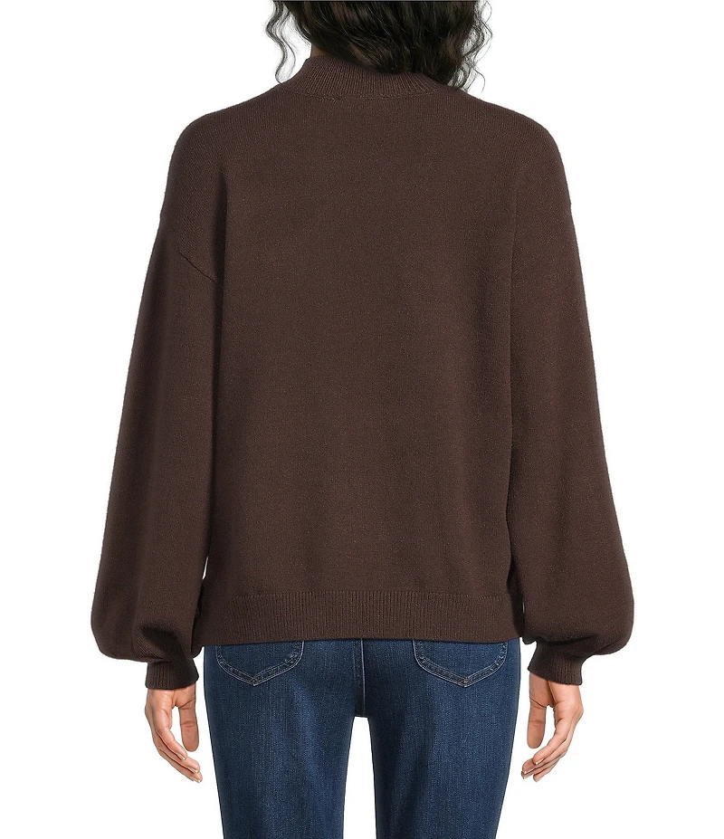 Gibson & Latimer Knit Mock Neck Long Puff Sleeve Sweater