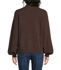 Gibson & Latimer Knit Mock Neck Long Puff Sleeve Sweater