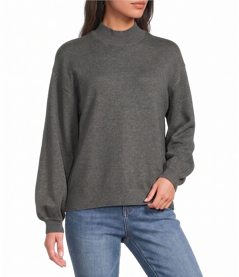 Gibson & Latimer Knit Mock Neck Long Puff Sleeve Sweater