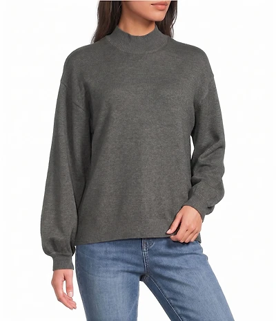 Gibson & Latimer Knit Mock Neck Long Puff Sleeve Sweater