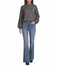 Gibson & Latimer Knit Mock Neck Long Puff Sleeve Sweater