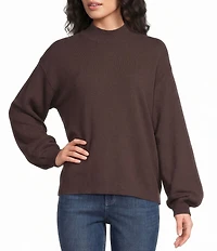 Gibson & Latimer Knit Mock Neck Long Puff Sleeve Sweater