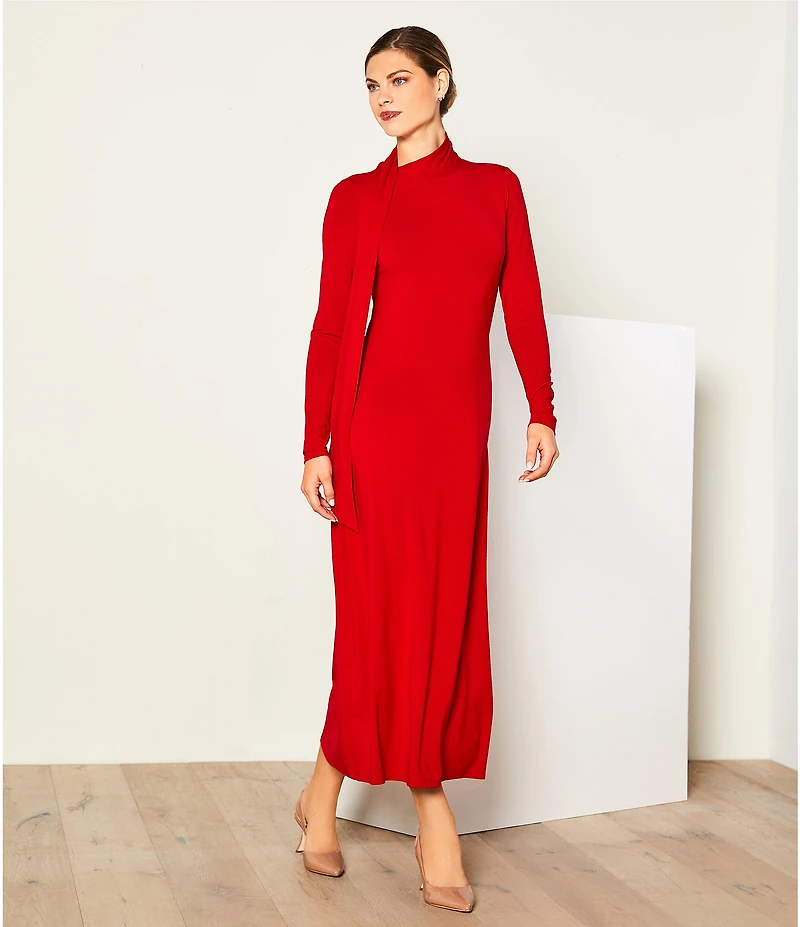 Gibson & Latimer Knit Mock Neck Long Sleeve Sheath Maxi Dress