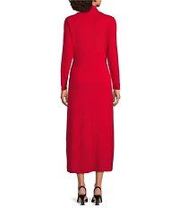 Gibson & Latimer Knit Mock Neck Long Sleeve Sheath Maxi Dress