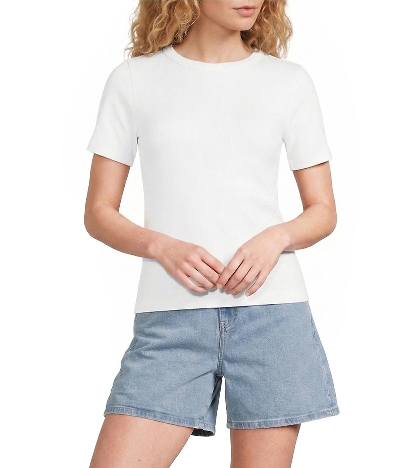 Gibson & Latimer Knit Nylon Crew Neckline Short Sleeve Seamless Top