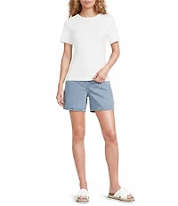 Gibson & Latimer Knit Nylon Crew Neckline Short Sleeve Seamless Top