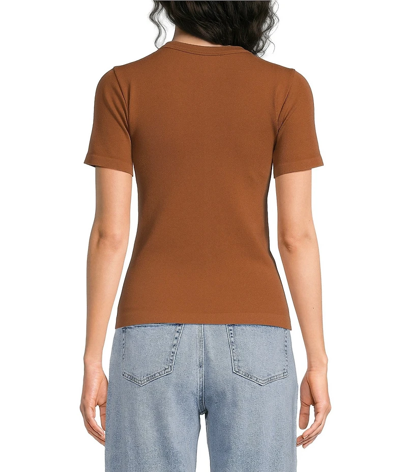 Gibson & Latimer Knit Nylon Crew Neckline Short Sleeve Seamless Top