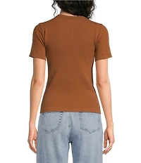 Gibson & Latimer Knit Nylon Crew Neckline Short Sleeve Seamless Top
