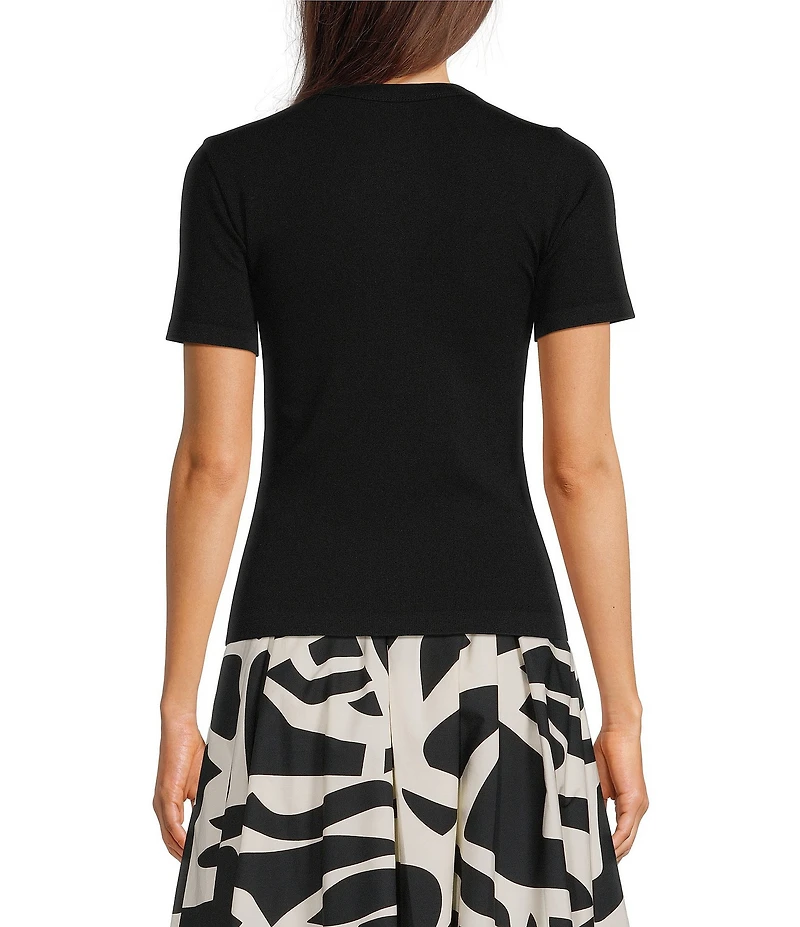 Gibson & Latimer Knit Nylon Crew Neckline Short Sleeve Seamless Top