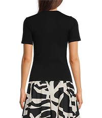 Gibson & Latimer Knit Nylon Crew Neckline Short Sleeve Seamless Top