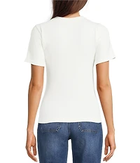 Gibson & Latimer Knit Nylon Crew Neckline Short Sleeve Seamless Top