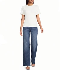 Gibson & Latimer Knit Nylon Crew Neckline Short Sleeve Seamless Top