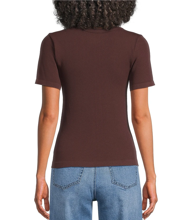 Gibson & Latimer Knit Nylon Crew Neckline Short Sleeve Seamless Top
